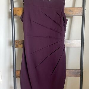 Calvin Klein Purple Asymmetrical Ruched Strapless Dress